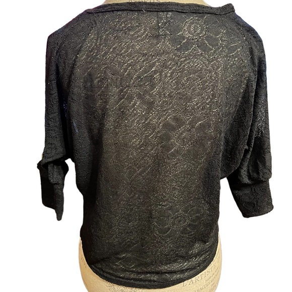 American Rag Black Sheer Lace Blouse - Picture 5 of 7